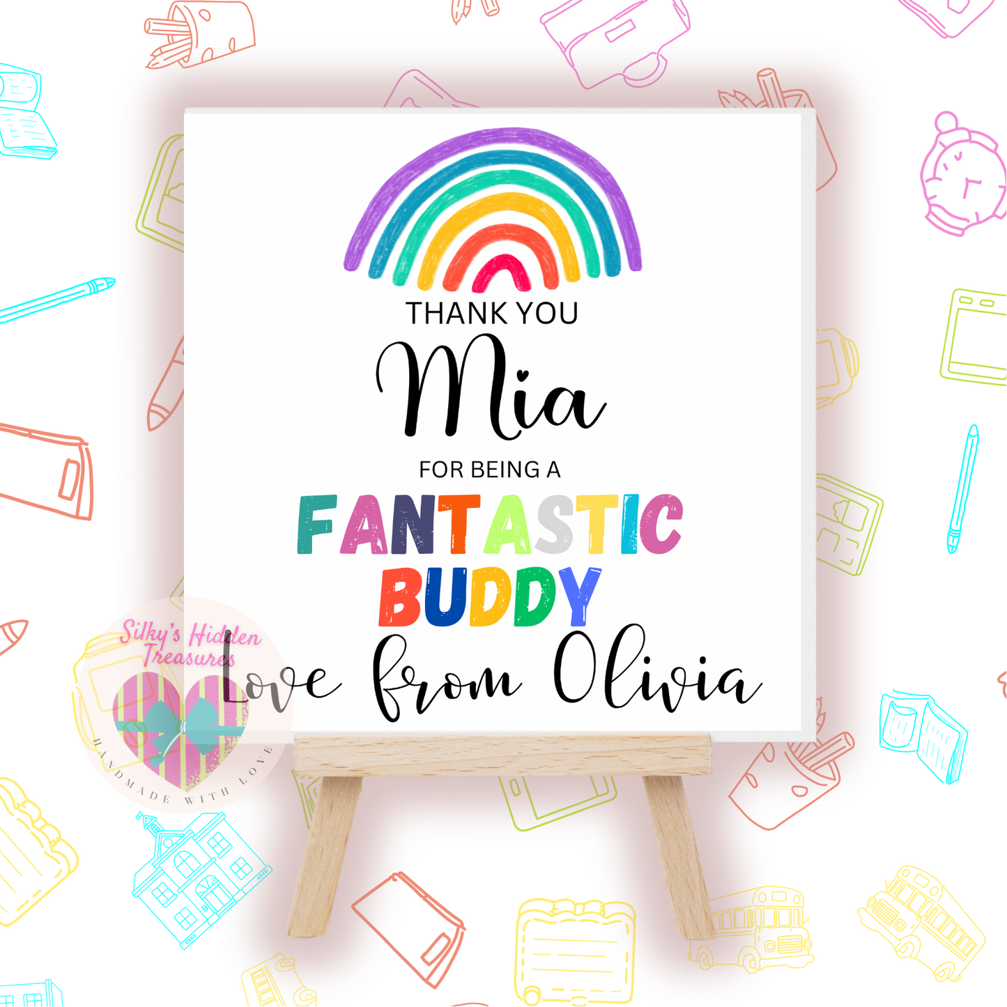 Personalised Thank You School Buddy Card | Semi-Gloss | 14cm Square