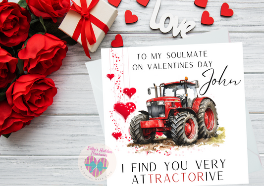 Valentine Card Tractor Theme Personalised